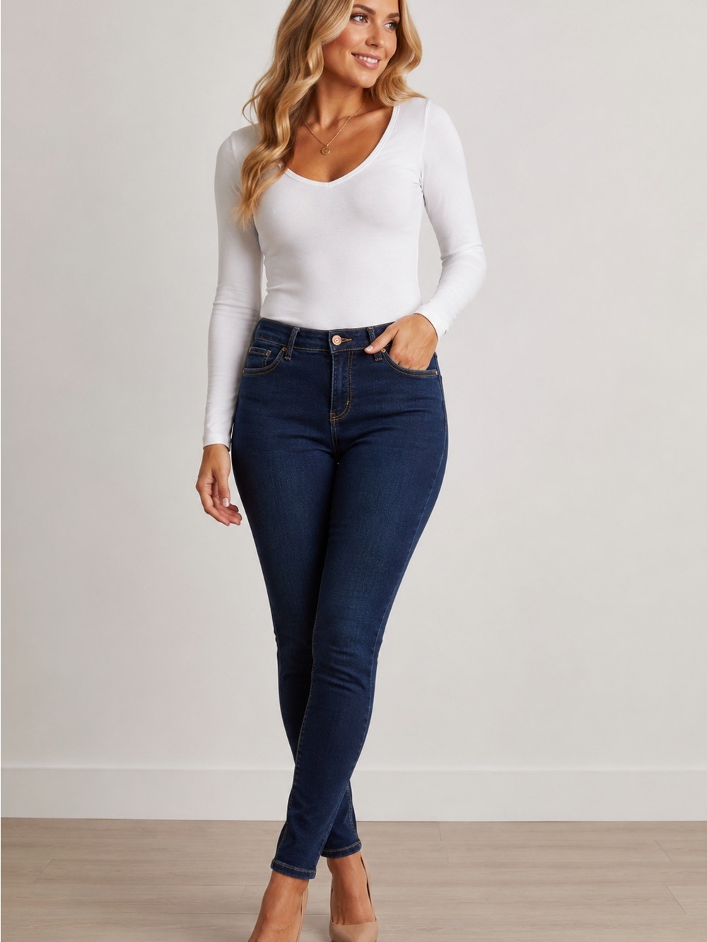 INC Denim Mid Rise Skinny Jeans Dark Wash Stretch Women’s Size 16/33